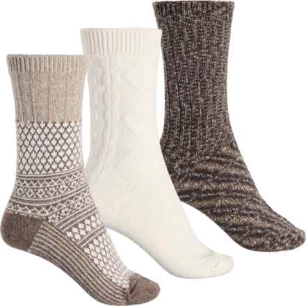 Bearpaw Diamond Fair Isle Boot Socks - 3-Pack, Crew (For Women) in Vintage Khaki