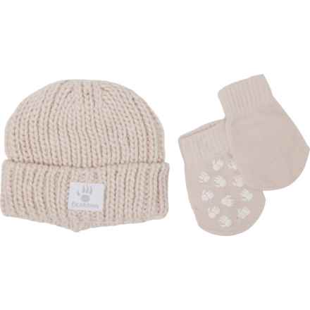 Bearpaw Earflap Beanie Set (For Infant Boys) in Crème Beige/Taupe