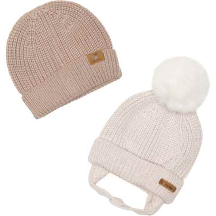 Bearpaw Earflap Beanie Set (For Infants) in Crème Beige/Taupe