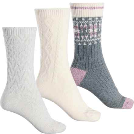 Bearpaw Fair Isle Ribbed Boot Socks - 3-Pack, Crew (For Women) in Charcoal
