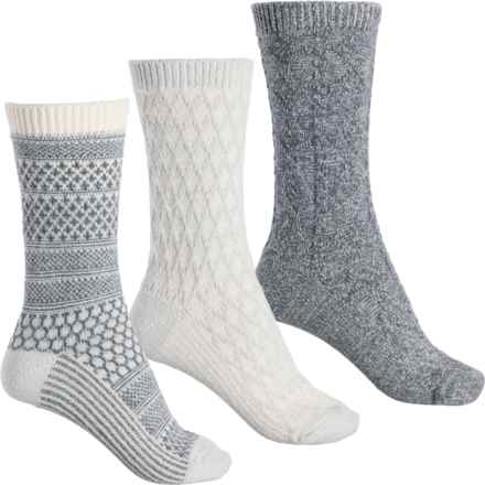 Bearpaw Geo Texture Ankle Boot Socks - 3-Pack, Crew (For Women) in Egret
