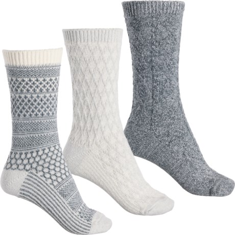 Bearpaw Geo Texture Ankle Boot Socks - 3-Pack, Crew (For Women) in Egret