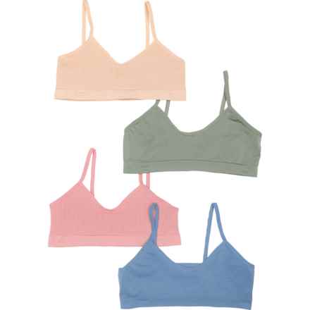 Bearpaw Girls Seamless Bras - 4-Pack, Low Impact in Rose/Blue/Blush/Sea Spray