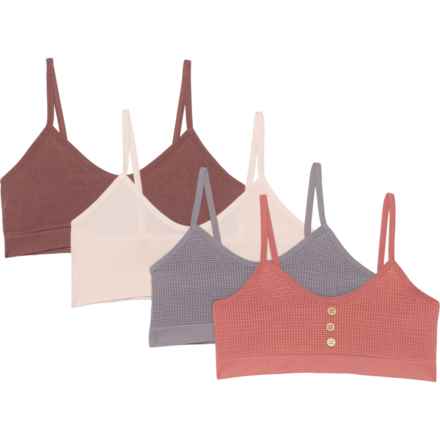 Bearpaw Girls Seamless Bras - 4-Pack, Low Impact in Rose/Brown/Gray/Violet