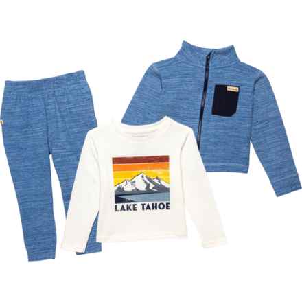 Bearpaw Infant and Toddler Boys Space-Dyed Jacket, Shirt and Joggers Set - Long Sleeve in Blue