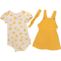 Bearpaw Infant Girls Printed Gauze Skirtall, Bodysuit and Headband Set - Short Sleeve in Yellow