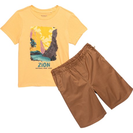 Bearpaw Little Boys National Parks T-Shirt and Shorts Set - Short Sleeve in Orange