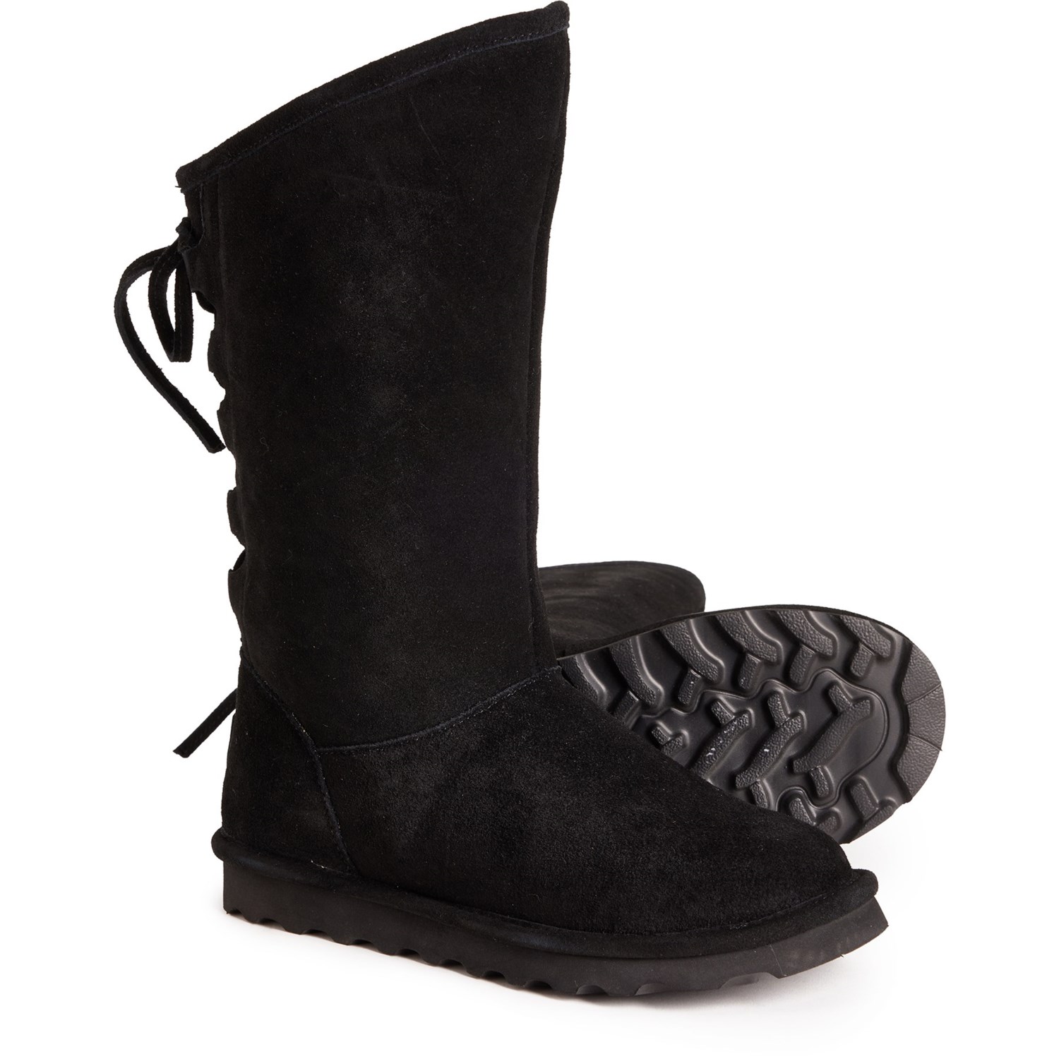 Bearpaw black fur boots best sale