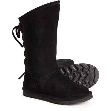 Bearpaw Phylly Tall Shearling Boots with Tie - Suede (For Women) in Black Ii