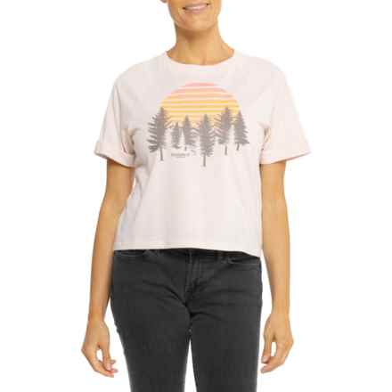 Bearpaw Sunshine Rays Over Mountains Graphic T-Shirt - Short Sleeve in Crystal Pink