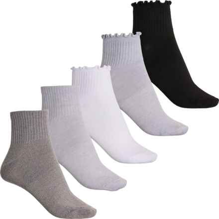 Bearpaw Super Soft Ruffle Socks - 5-Pack, Ankle (For Women) in Lt Grey