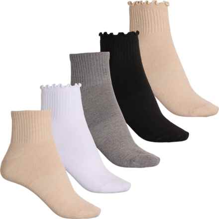 Bearpaw Super Soft Ruffle Socks - 5-Pack, Ankle (For Women) in Simply Taupe