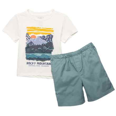 Bearpaw Toddler Boys National Parks Shirt and Shorts Set - Short Sleeve in Ivory
