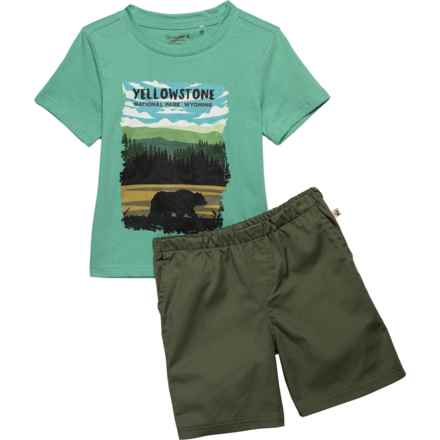 Bearpaw Toddler Boys National Parks T-Shirt and Shorts Set - Short Sleeve in Green