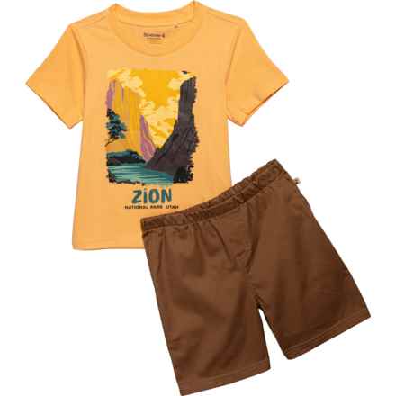 Bearpaw Toddler Boys National Parks T-Shirt and Shorts Set - Short Sleeve in Orange