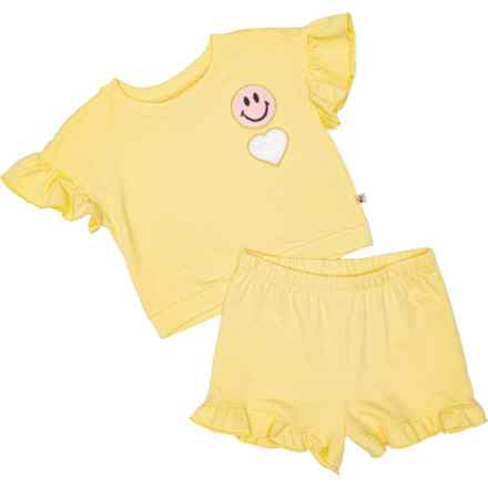 Bearpaw Toddler Girls Patch Ruffled Shirt and Shorts Set - Short Sleeve in Yellow