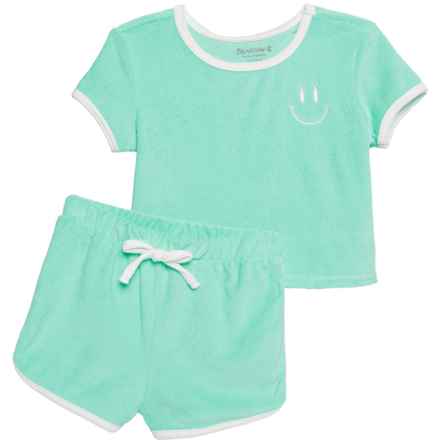 Bearpaw Toddler Girls Terry Cloth Shirt and Shorts Set - Short Sleeve in Green