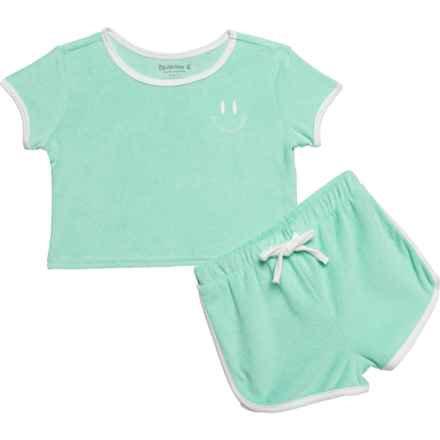Bearpaw Toddler Girls Terry Cloth Shirt and Shorts Set - Short Sleeve in Green