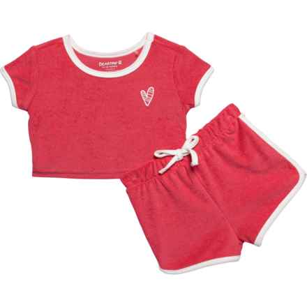 Bearpaw Toddler Girls Terry Cloth Shirt and Shorts Set - Short Sleeve in Pink
