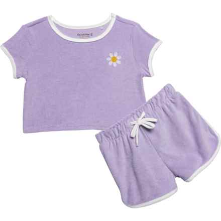 Bearpaw Toddler Girls Terry Cloth Shirt and Shorts Set - Short Sleeve in Purple