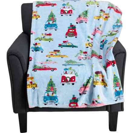 Bella Lux Cars with Presents Throw Blanket - 60x70” in Blue Multi