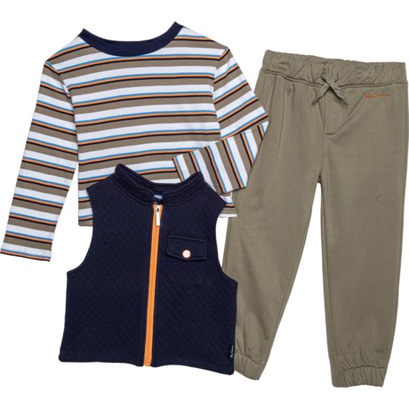 Ben Sherman Boys Vest, Shirt and Joggers Set - 3-Piece in Multi