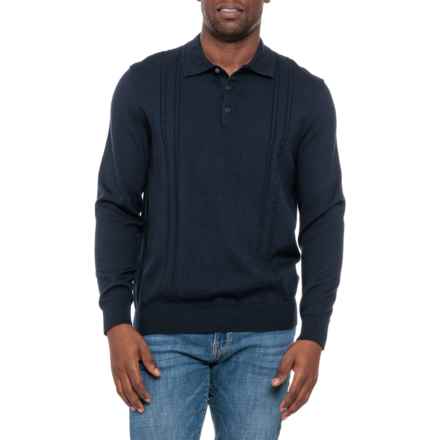 Ben Sherman Cable Stripe Polo Sweater in Navy Blazer