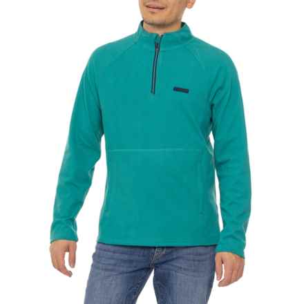 Ben Sherman Microfleece Shirt - Zip Neck, Long Sleeve in Teal