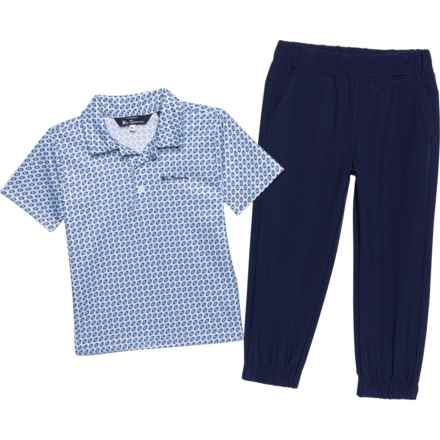 Ben Sherman Toddler Boys Geo Tech Golf Polo Shirt and Pants Set - Short Sleeve in Blue/Navy
