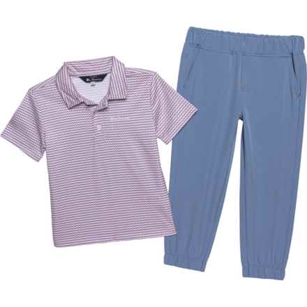 Ben Sherman Toddler Girls Geo Tech Golf Polo Shirt and Pants Set - Short Sleeve in Pink/Blue