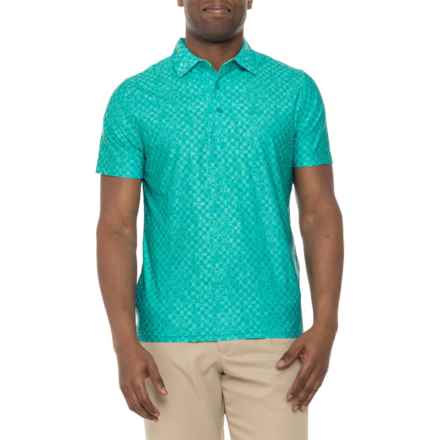 Ben Sherman Twisted Checker Tech Jersey Polo Shirt - Short Sleeve in Pool Green