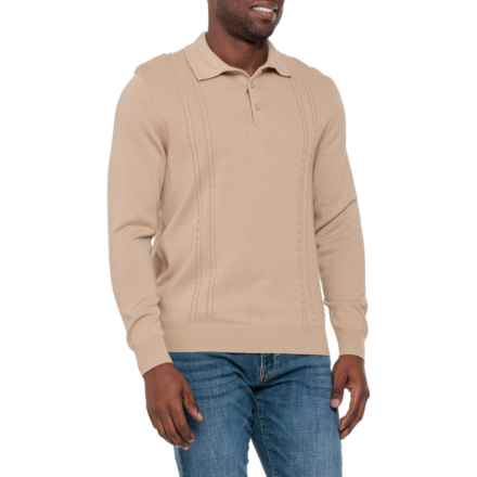 Ben Sherman Vertical Cable Stripe Polo Sweater in White/Spice