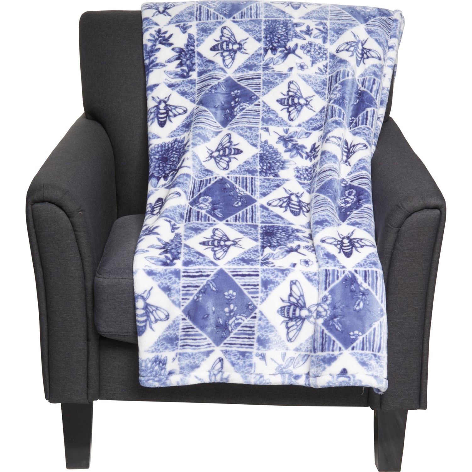 Berkshire Blanket Bee Quilt Throw Blanket 50x70”, Blue Save 43