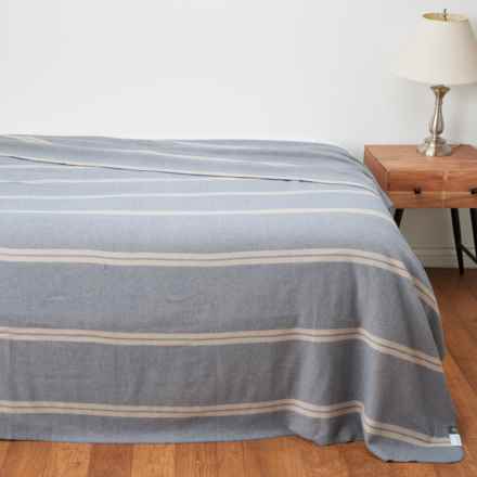 Berkshire Blanket Full-Queen Alpaca-Wool Reversible Blanket - Harris Stripe Cashew in Harris Stripe B