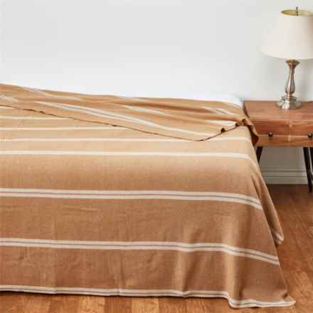 Berkshire Blanket Full-Queen Reversible Blanket - Alpaca-Wool Blend, Harris Stripe Cashew in Harris Stripe C