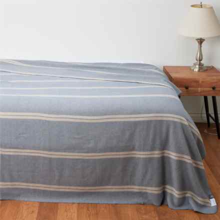 Berkshire Blanket King Reversible Blanket - Alpaca-Wool Blend, Harris Stripe Blue in Harris Stripe B