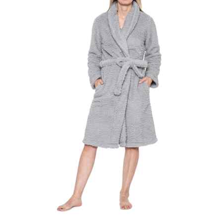 Berkshire Home Wear Sherpa Shawl-Collar Robe - 42”, Long Sleeve in Grey