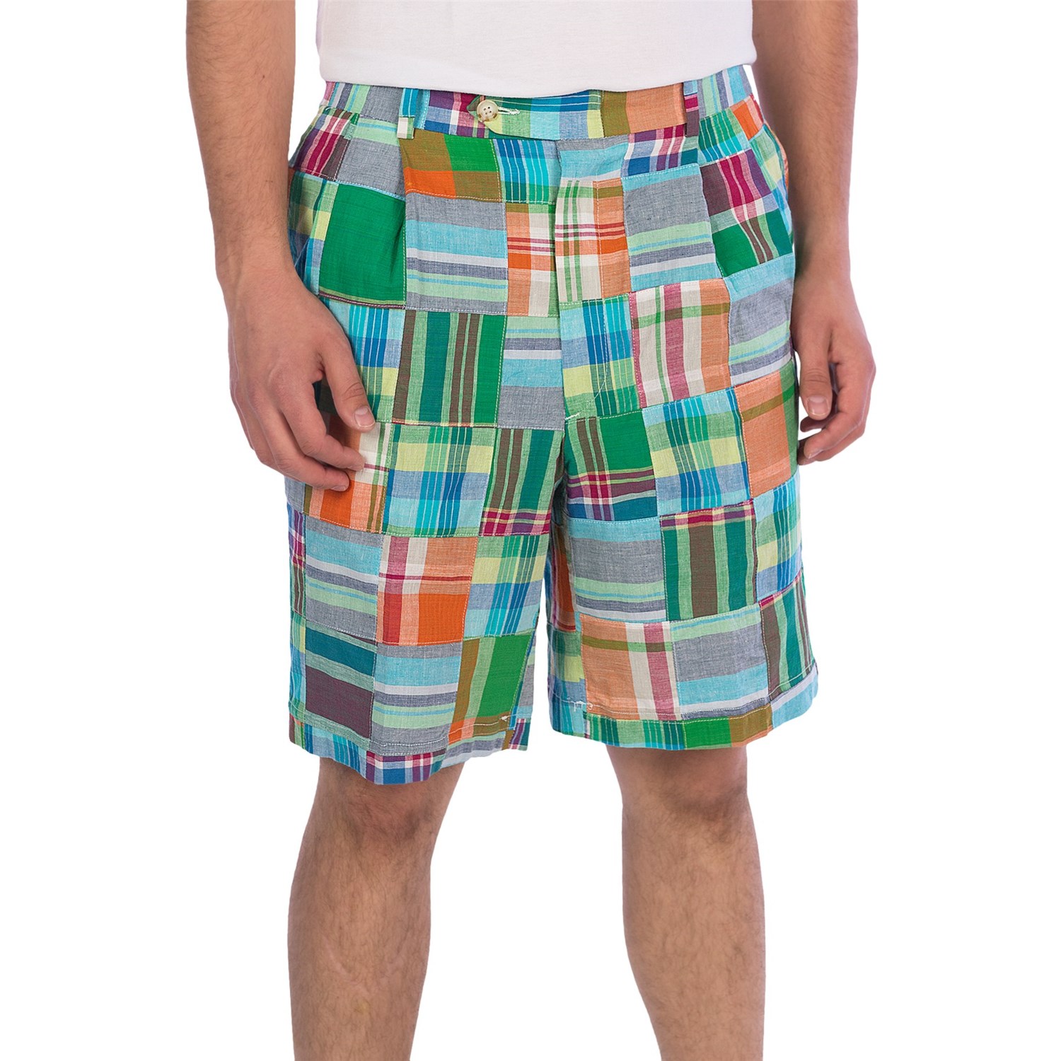 Berle Patch Madras Shorts (For Men) 7055C - Save 80%