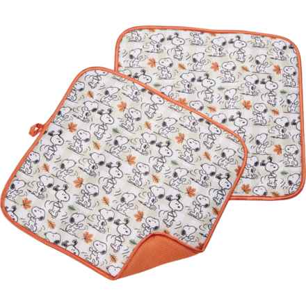 Best Brands Snoopy and Leaves Dish Drying Mats - 2-Pack, 16x18” in Orange - Closeouts