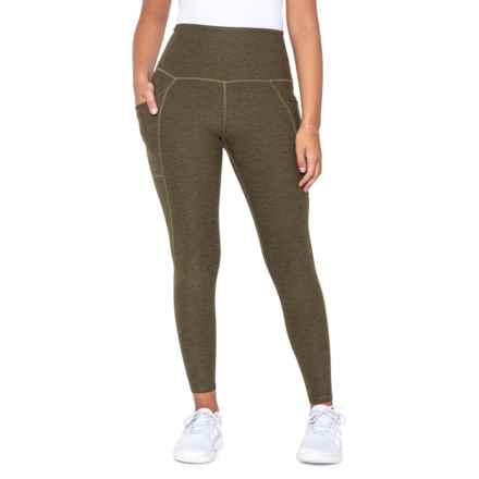 Beyond Yoga Space-Dye Out of Pocket Midi Leggings - High Waisted in Deep Olive Heather