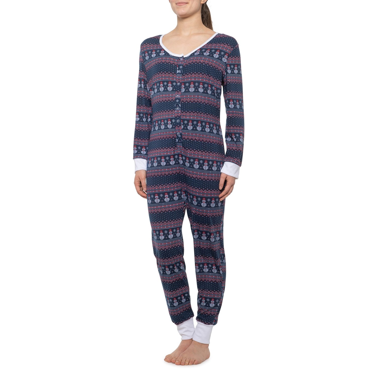 BHPJ by BedHead Snowman Fair Isle Classic Holiday One-Piece Pajamas ...