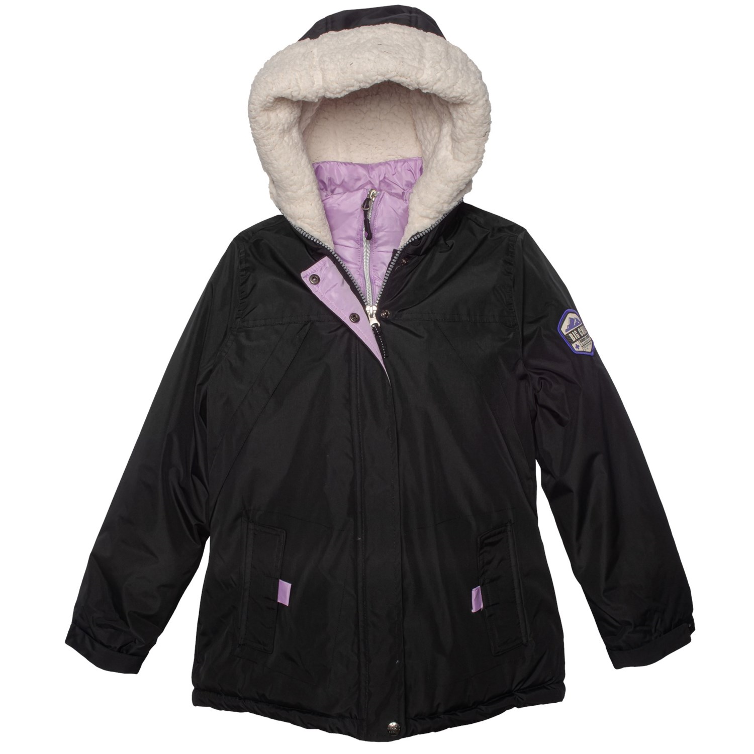 girls black hooded coat