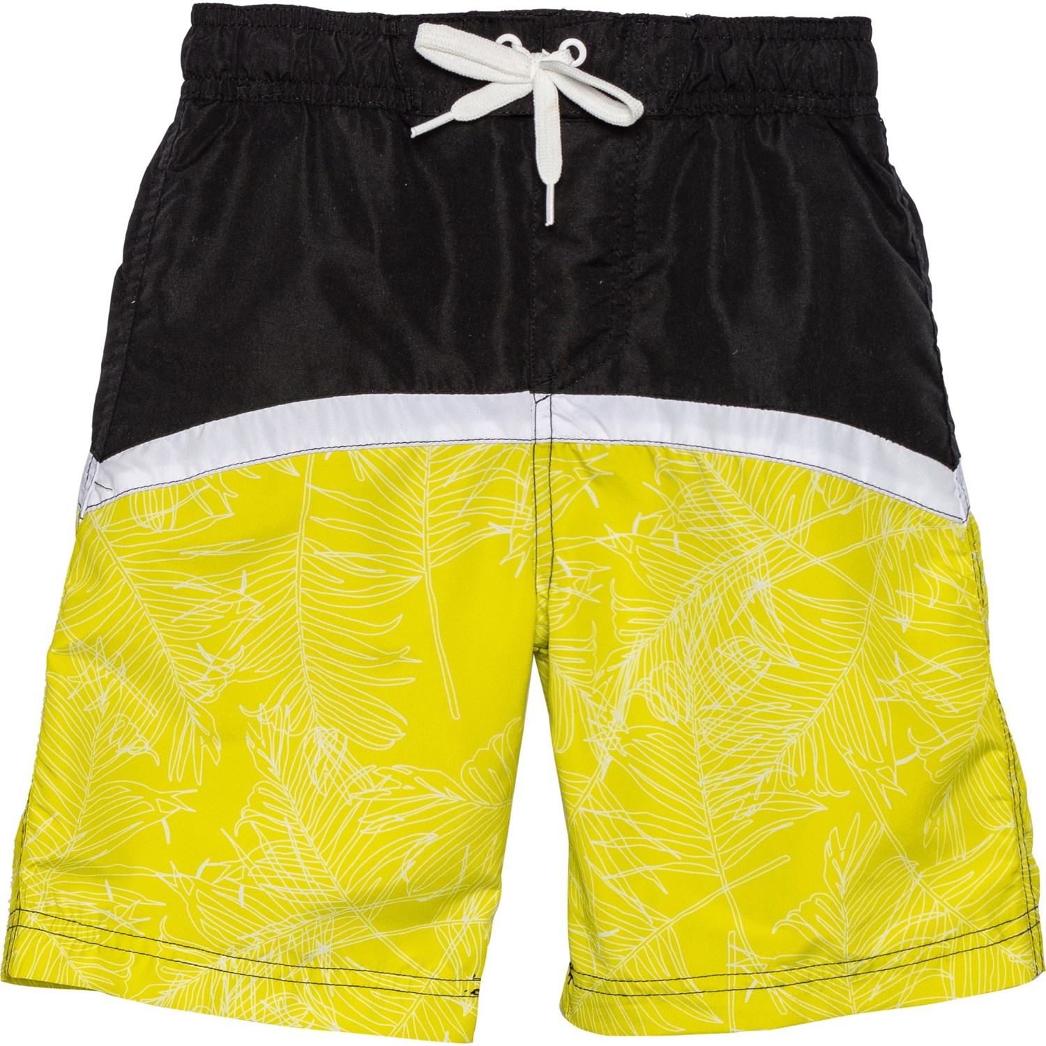 yellow and black swim trunks