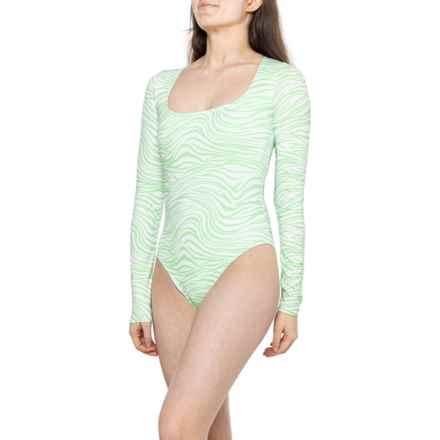 Billabong Lei Low One-Piece Swimsuit - UPF 50+, Long Sleeve in Lime Time
