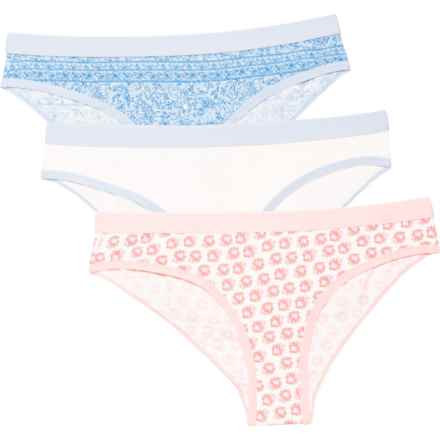 Billabong Paisley Cotton Tropic Panties - 3-Pack, Thong in Light/ Pastel Blue
