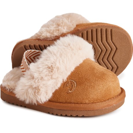 Billy Girls Cozy Sling Scuff Slippers - Wide Width in Chestnut