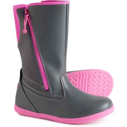 Billy Girls EZ Rain Boots in Grey/Fuschia