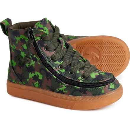 Billy Little Boys Classic Lace High-Top Sneakers in Green Dino