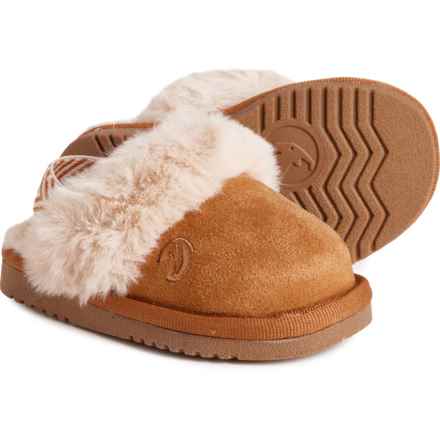 Billy Little Girls Cozy Sling Scuff Slippers in Chestnut