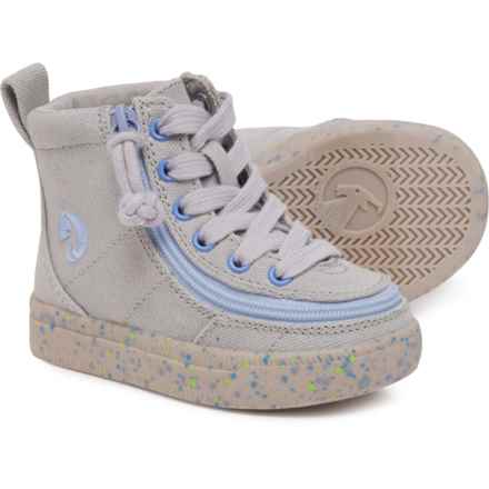 Billy Toddler Girls Classic Lace High-Top Sneakers in Grey/Blue Speckle